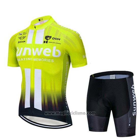 2019 Abbigliamento Ciclismo Sunweb Giallo Bianco Manica Corta e Salopette